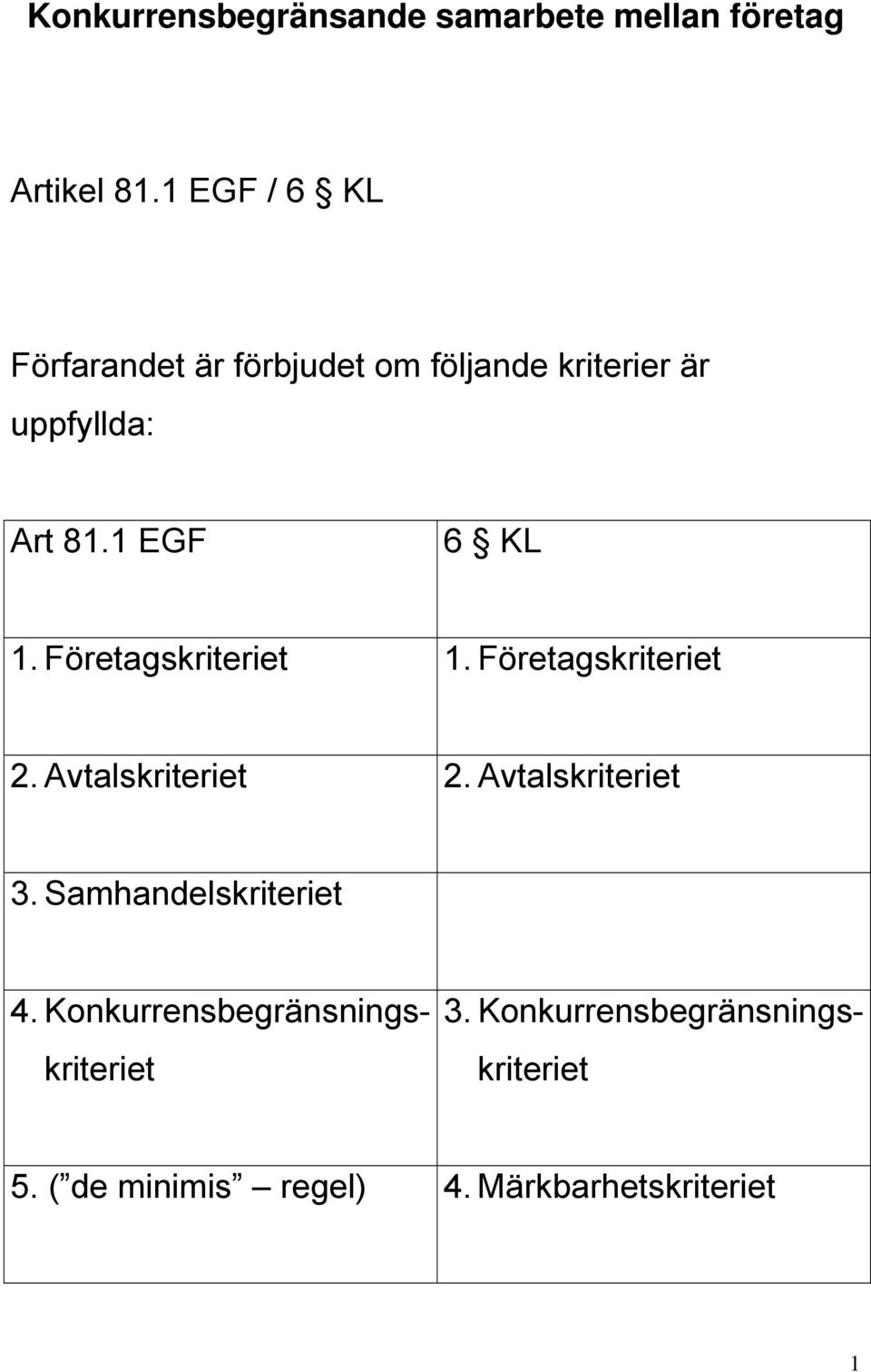 1 EGF 6 KL 1. Företagskriteriet 1. Företagskriteriet 2. Avtalskriteriet 2. Avtalskriteriet 3.
