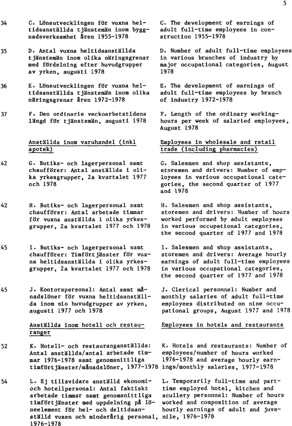 Löneutvecklingen för vuxna heltidsanställda tjänstemän inom olika näringsgrenar åren 1972-1978 37 F.