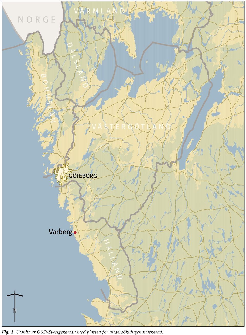 Utsnitt ur GSD-Sverigekartan med platsen för