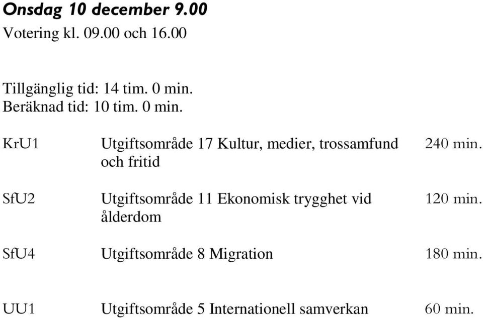 KrU1 SfU2 Utgiftsområde 17 Kultur, medier, trossamfund och fritid Utgiftsområde 11