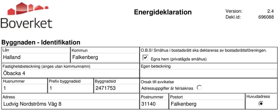 Öbacka 4 O.B.S! Småhus i bostadsrätt ska deklareras av bostadsrättsföreningen.