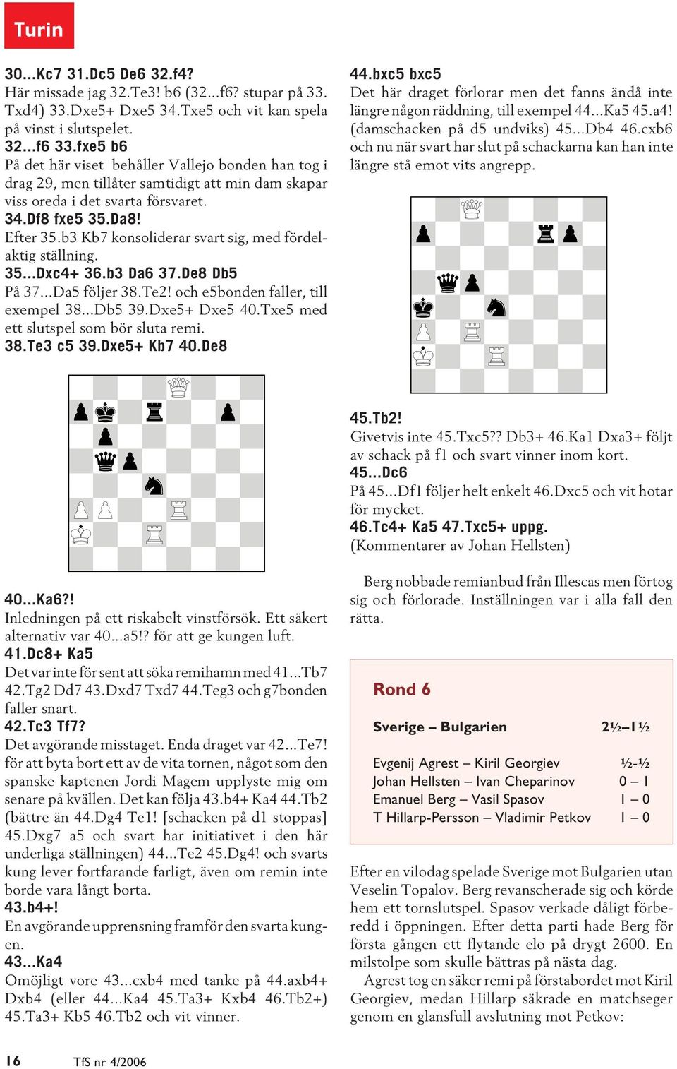 b3 Kb7 konsoliderar svart sig, med fördelaktig ställning. 35...Dxc4+ 36.b3 Da6 37.De8 Db5 På 37...Da5 följer 38.Te2! och e5bonden faller, till exempel 38...Db5 39.Dxe5+ Dxe5 40.