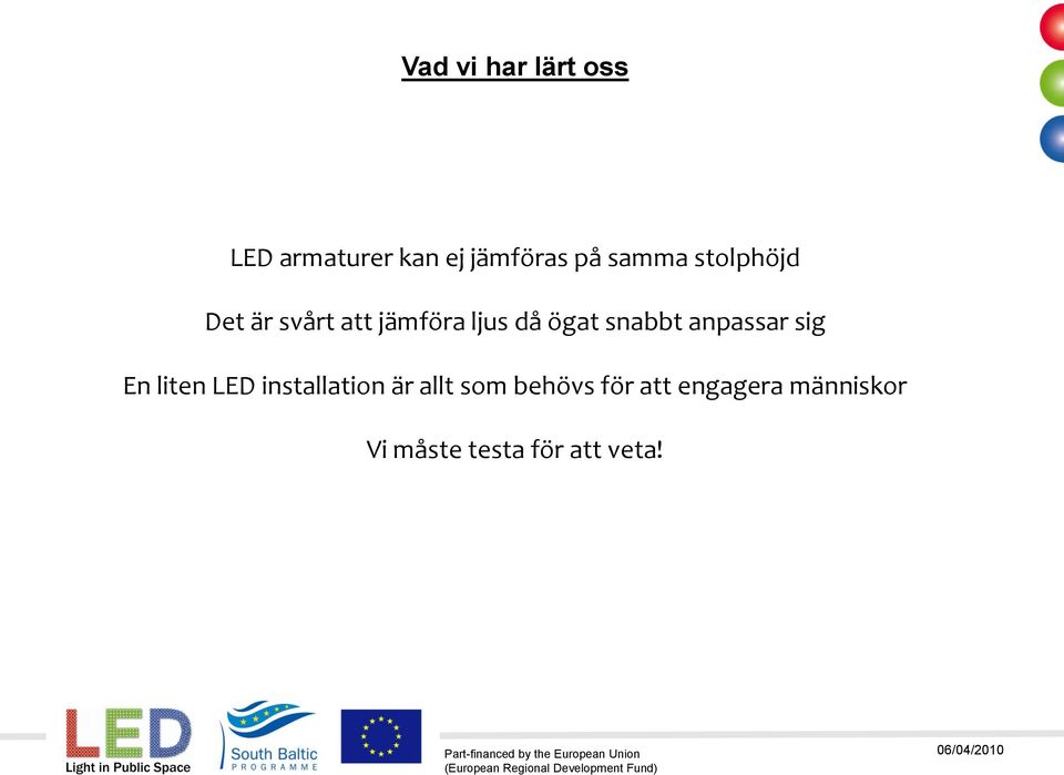snabbt anpassar sig En liten LED installation är allt