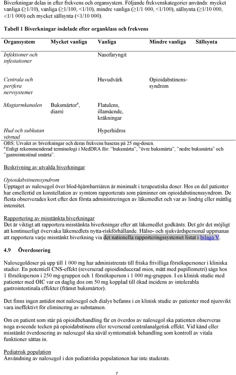 Tabell 1 Biverkningar indelade efter organklass och frekvens Organsystem Mycket vanliga Vanliga Mindre vanliga Sällsynta Infektioner och infestationer Nasofaryngit Centrala och perifera nervsystemet