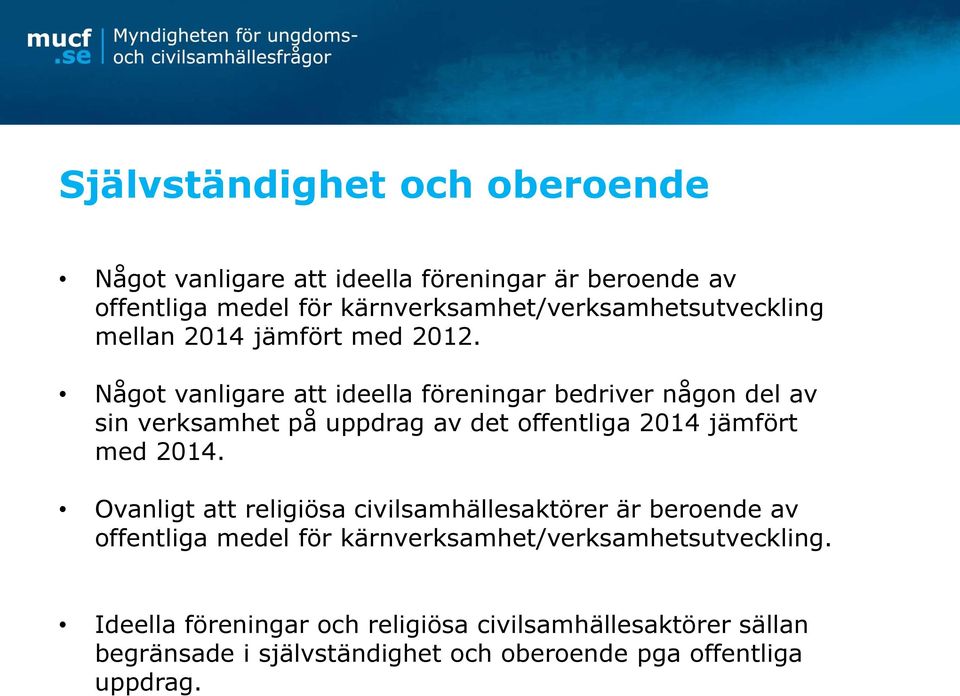 Något vanligare att ideella föreningar bedriver någon del av sin verksamhet på uppdrag av det offentliga 2014 jämfört med 2014.