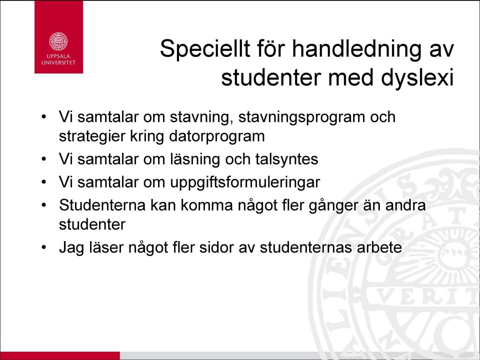 talsyntes Vi samtalar om uppgiftsformuleringar Studenterna kan komma något