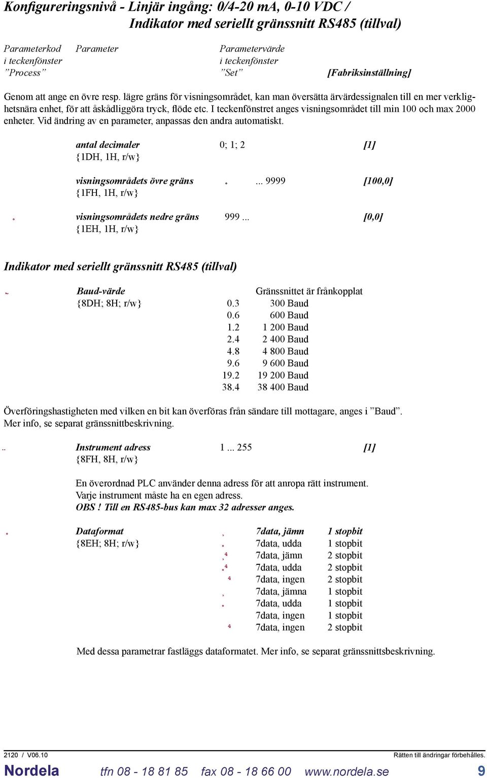 I teckenfönstret anges visningsområdet till min 100 och max 2000 enheter. Vid ändring av en parameter, anpassas den andra automatiskt.