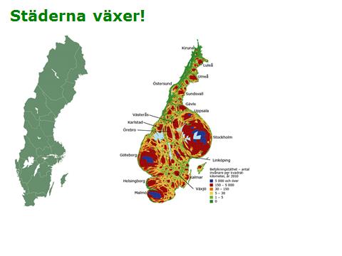 Figur 3 Städerna växer DEN SOCIALA HÅLLBARHETEN UTMANAS - PÅ LANDSBYGDEN OCH I STÄDER Det faktum att marknadsstyrningens betydelse ökat på regionalpolitikens bekostnad har förstärkt den ojämna