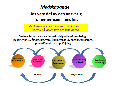och medborgare som omfattar flera olika steg i form av en gemensam definiering av själva problemet och identifiering av åtgärder (co-design), ett gemensamt genomförande och ansvarstagande