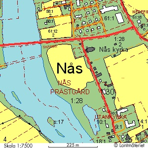 Situationsplan Nås kyrka, Nås Prästgård