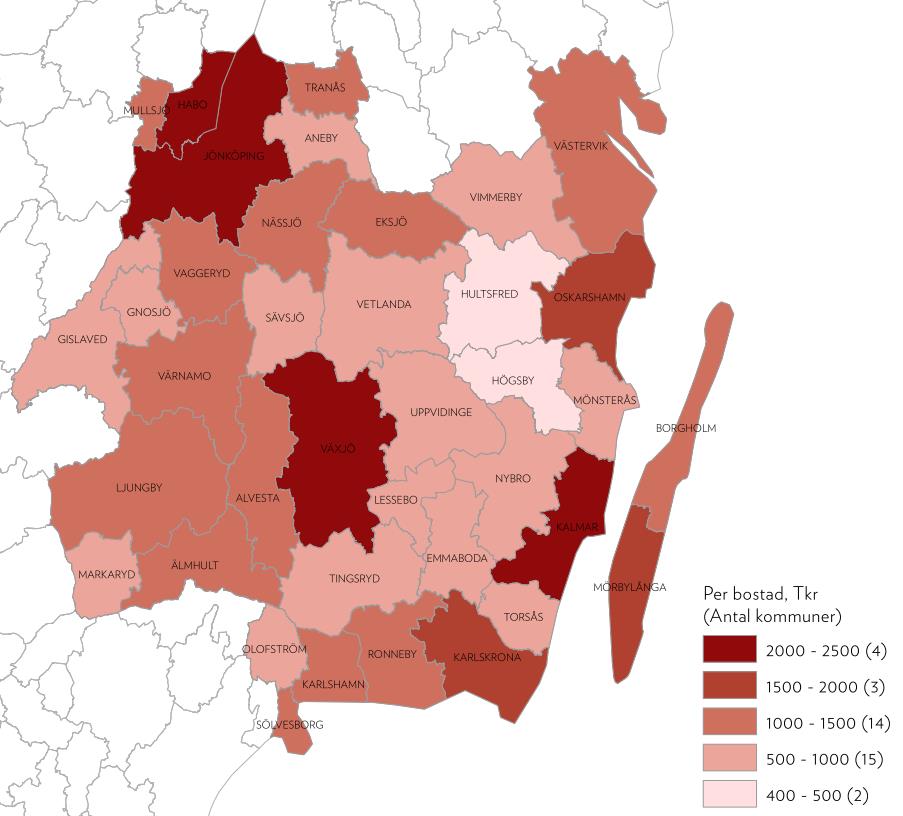 Bostadspriserna varierar inom regionen från