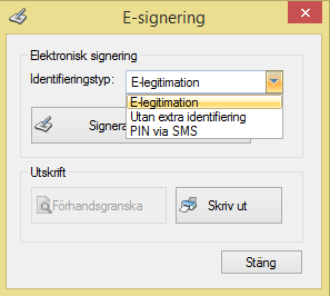 E-SIGNERING DOMUMENT I DOKUMENTARKIVET Det går nu att skicka dokument som hör till ett kontrakt för e-signering genom att högerklicka på dokumentet i dokumentlistan. Välj identifieringstyp.