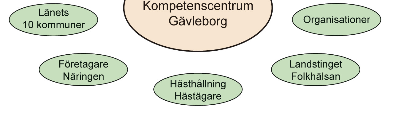 Organisationer LRF, Gävleborgs Ridsportsförbund, Almi, Hushållningssällskapet, STC Svenska Travsportens centralförbund, fackförbund, studieförbund m.m. Projektets mål Projektets mål är att etablera och skapa en långsiktig lösning för ett kompetenscentrum för hästfrågor i Gävleborgs län.