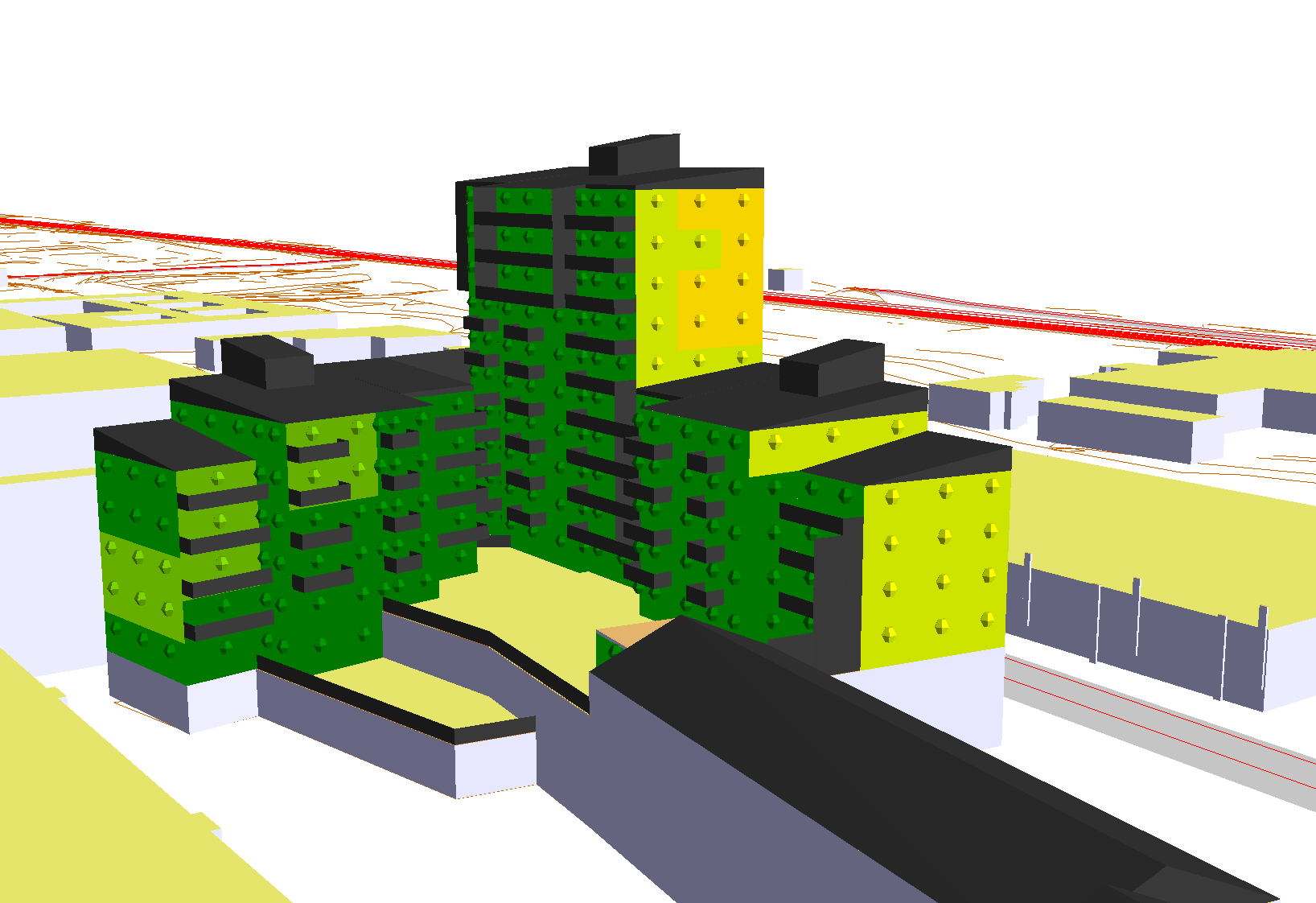 Maximal nivå Tågtrafik Trafikprognos 2040 Förslag 9a Maximal ljudnivå L AFmax <= 60,0 60,0 < <= 65,0 65,0 < <= 70,0