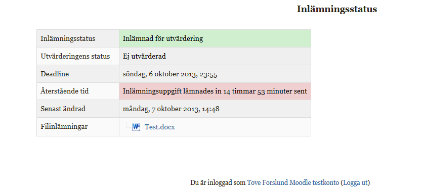 Studentvyer Hur vet studenten att hans/hennes inlämningsuppgift verkligen skickats in?