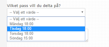 Dolt fördefinierat värde: Syns inte för användaren men kan användas för att skicka med ett fördefinierat värde.