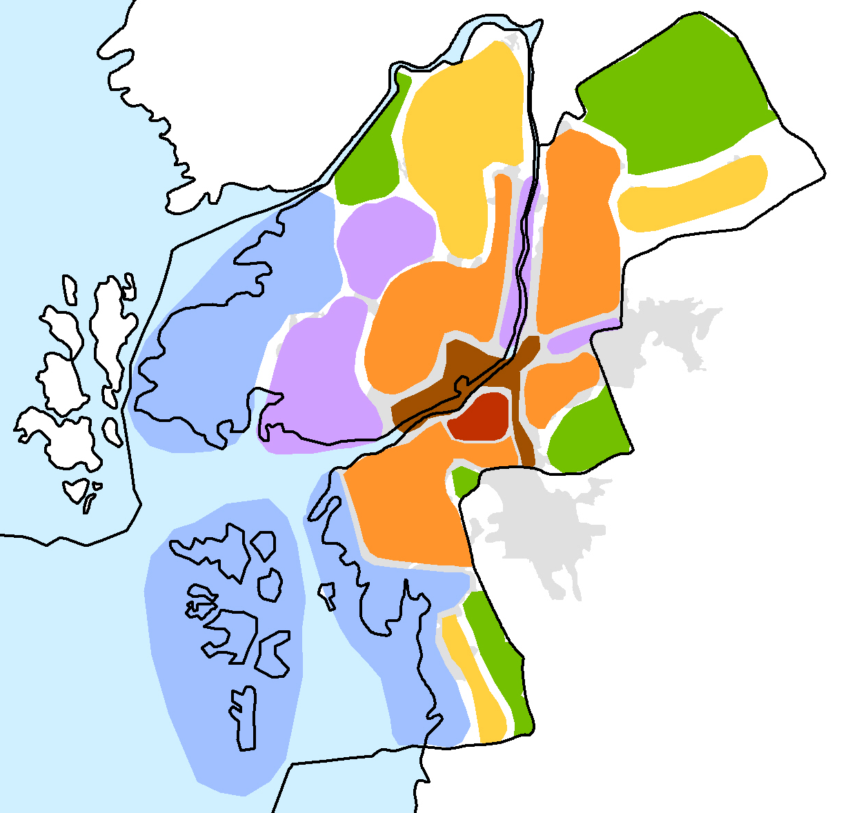 områdesvisa inriktningar Syftet med de områdesvisa inriktningarna är att visa huvuddragen i översiktsplanen och koppla dem till geografiska områden.