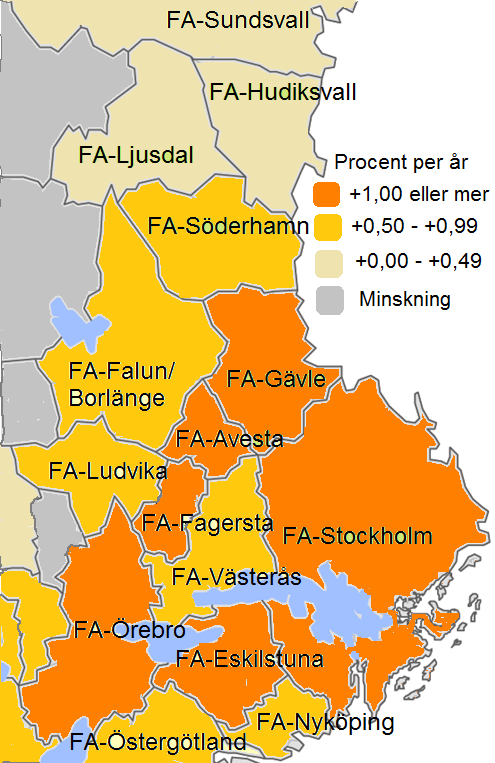 Med utbyggda kommunikationer skapas utökade möjligheter till bland annat pendling. Utbytet mellan Stockholmsregionen och dess omland har ökat kraftigt över tid.