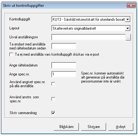 FLEX Lön Användarmeddelande (januari 2014) 32 Ackumulatoruppgifter Under Inställningar Ackumulatoruppgifter anger du vilken ackumulator som ska styra till vilket fält på KU 13.