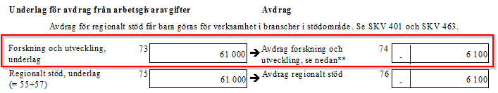 FLEX Lön Användarmeddelande (januari 2014) 39 Avdrag för forskning och utveckling Nytt i arbetsgivardeklarationen för 2014 är att riksdagen har infört möjligheten att göra avdrag på