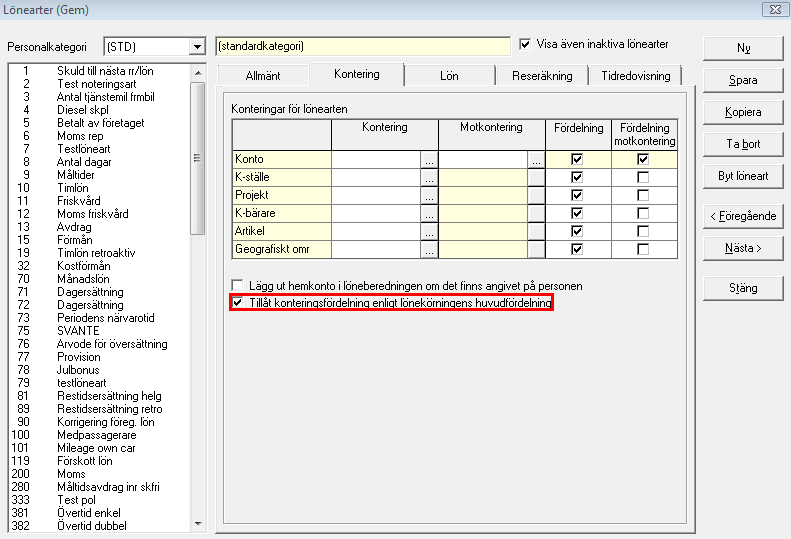 FLEX Lön Användarmeddelande (januari 2014) 5 Valbart ha konteringsfördelning per löneart Funktionen Konteringsfördelning kan vara användbar om du vill fördela lönekostnader på t.ex.