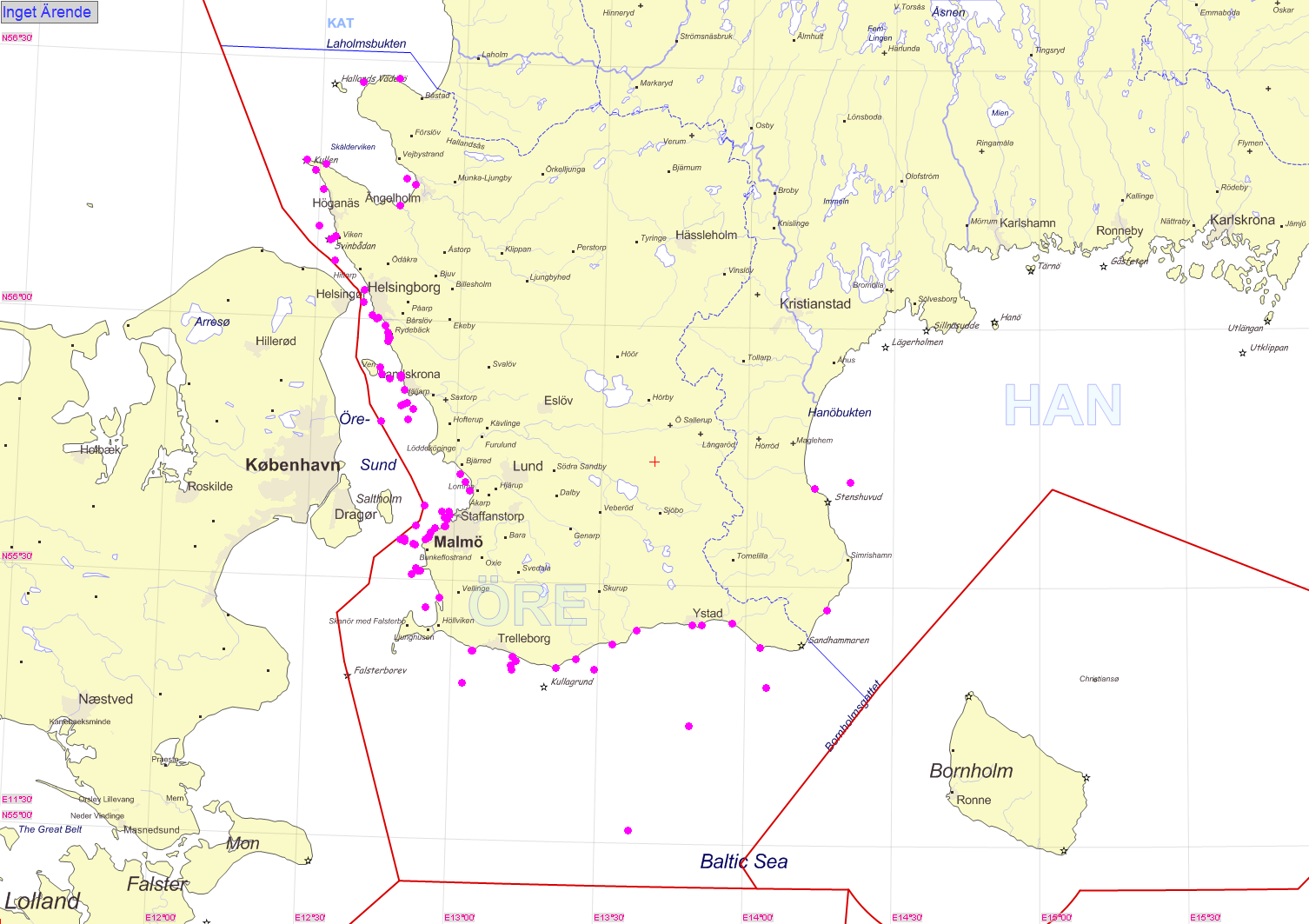 Öresunds SAR-område Karta 9: Öresunds SAR-område med markerade