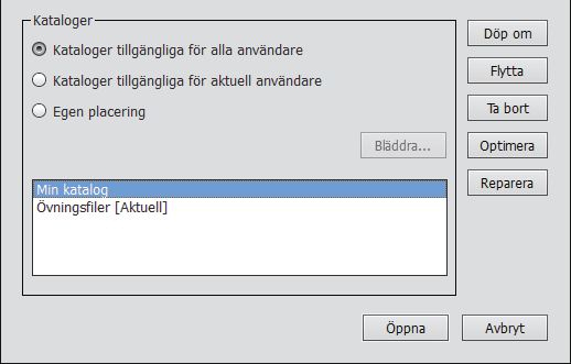 2 Organisera bilder 1. Välj Arkiv, Hantera kataloger. I dialogrutan Kataloghanteraren visas just nu bara en katalog, Min katalog. 2. Klicka på Ny. 3.