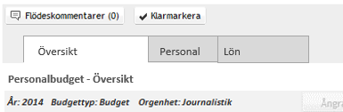 Uppsättning av processflödet - Exempel 2 PROCESS Administratör Budgetansvarig Godkännare Budget 2014 Godkännare Investeringar Budget 2014 Personal 101 - Personal Uppgift Ej påbörjad Kontoinmatning