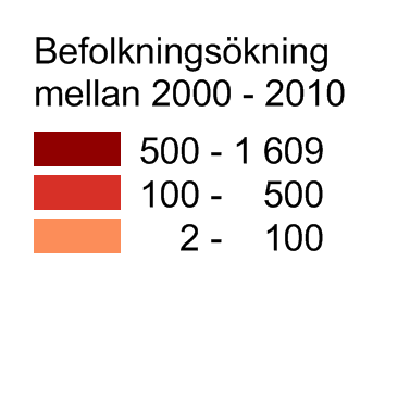 Befolkningsökning Total landsbygd (46 100) KOMMUN BEFOLKNINGSFÖRÄNDRING KUNGSBACKA 2 522 UPPSALA 2 219 UMEÅ 2 075 NORRTÄLJE 1 792 VÄRMDÖ 1 700 KUNGÄLV 1 559 VARBERG 1 501 LINKÖPING 1 224 SÖDERTÄLJE 1