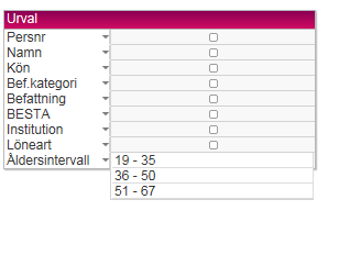 Institution Beroende på vilka rättigheter du har samt vilken applikation du befinner dig i kan du välja att söka ut en eller flera institutioner.