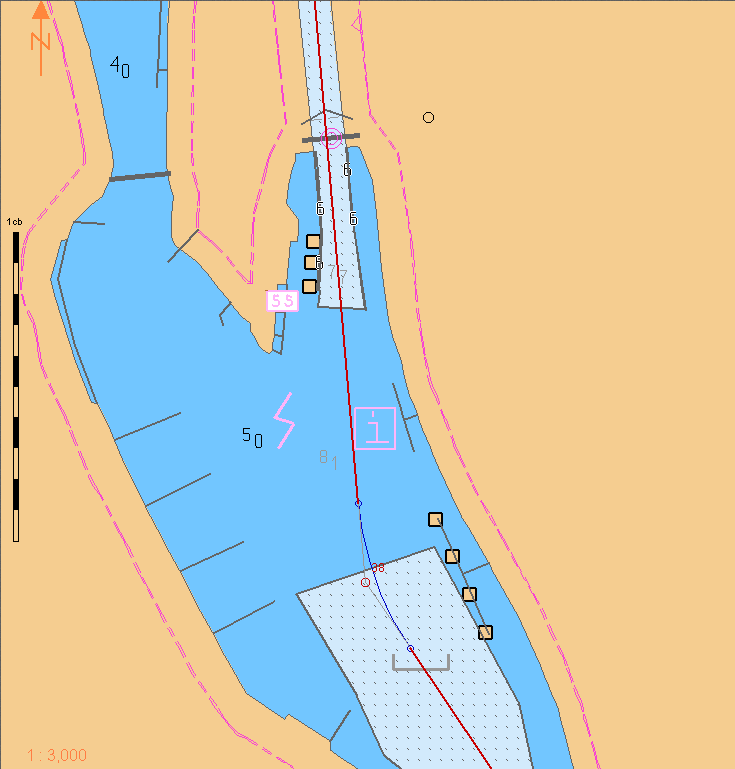 Kanalen 08-55424516 Lotsplaneringen 08-55424522 Signal Betydelse 2 röda klippsken över Fartyg får inte gå in i varandra (2 ISO R 3s) slussen.
