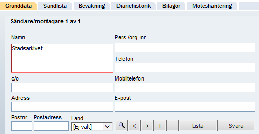 12(23) 8. Handlingstyp kan väljas genom att klicka på sökknappen och klicka på den typ som passar eller skriv in t.ex. tre bokstäver i ordet och därefter tab-tangenten och välj den som passar.