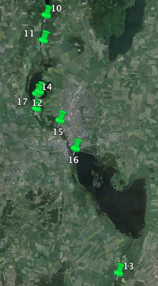 Osby Kristianstad Figur 3. Kartorna visar lokalernas geografiska placering längs med övre (till vänster) och nedre (till höger) Helgeå.