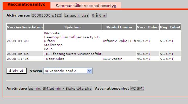 Ordinationer (Person) I vyn Ordinationer visas alla aktiva ordinationer för vald person (där vaccination ej registrerats utifrån ordination).