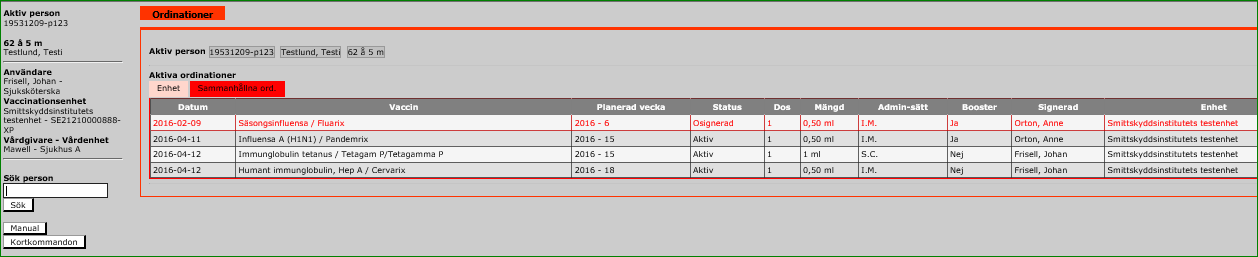 Det sammanhållna vaccinationsintyget visar samtliga vaccinationer som inte är spärrade inklusive spärrade på egen vaccinationsenhet med medgivande från personen.
