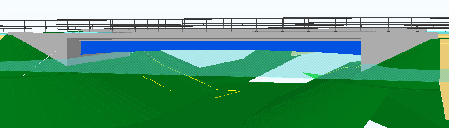 Figur 6. Vägbron i färdigt utförande vid vattennivå HHW100 (Sweco). 2.4.