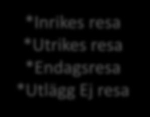 *Endagsresa *Utlägg Ej resa Org.