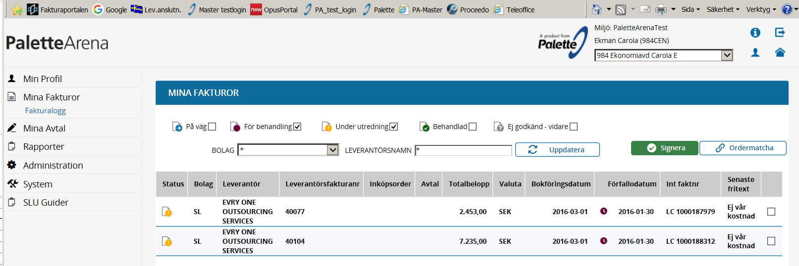 Vid frågor kontakta ekonomisystem@slu.se Nytt konto för datakonsulter Efter önskemål från verksamheten finns ett nytt konto för datakonsulter.