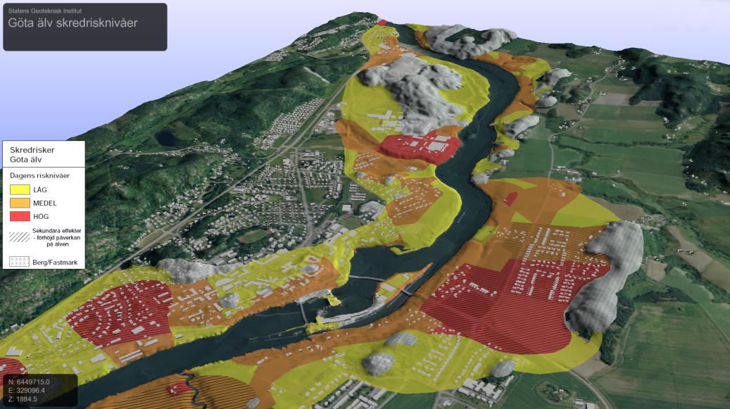 12 Figur 2.1 Utsnitt ur tittskåpet för skredrisker. Figur 2.2 Utsnitt ur tittskåpet Göta älv 3D.