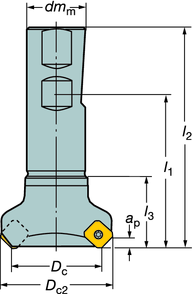 ROT - SW Planfräs Diameter 1,250 10,000 tum CoroMill 245 RÄSNIN Dornmontering Weldon/Whistle Notch l 1 = programmeringslängd Tumutförande Beställningskod Dimensioner, tum Max K1) D c tum lestandad i