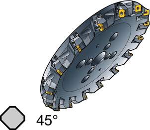 RÄSNIN CoroMill 245 Planfräs 45 med kassetter med utbytbara kassetter för dornmontering Diameter 160 500 mm (6,000 20,000 tum) ROT - SW MÅST ORRAS l 1 = programmeringslängd Beställningskod