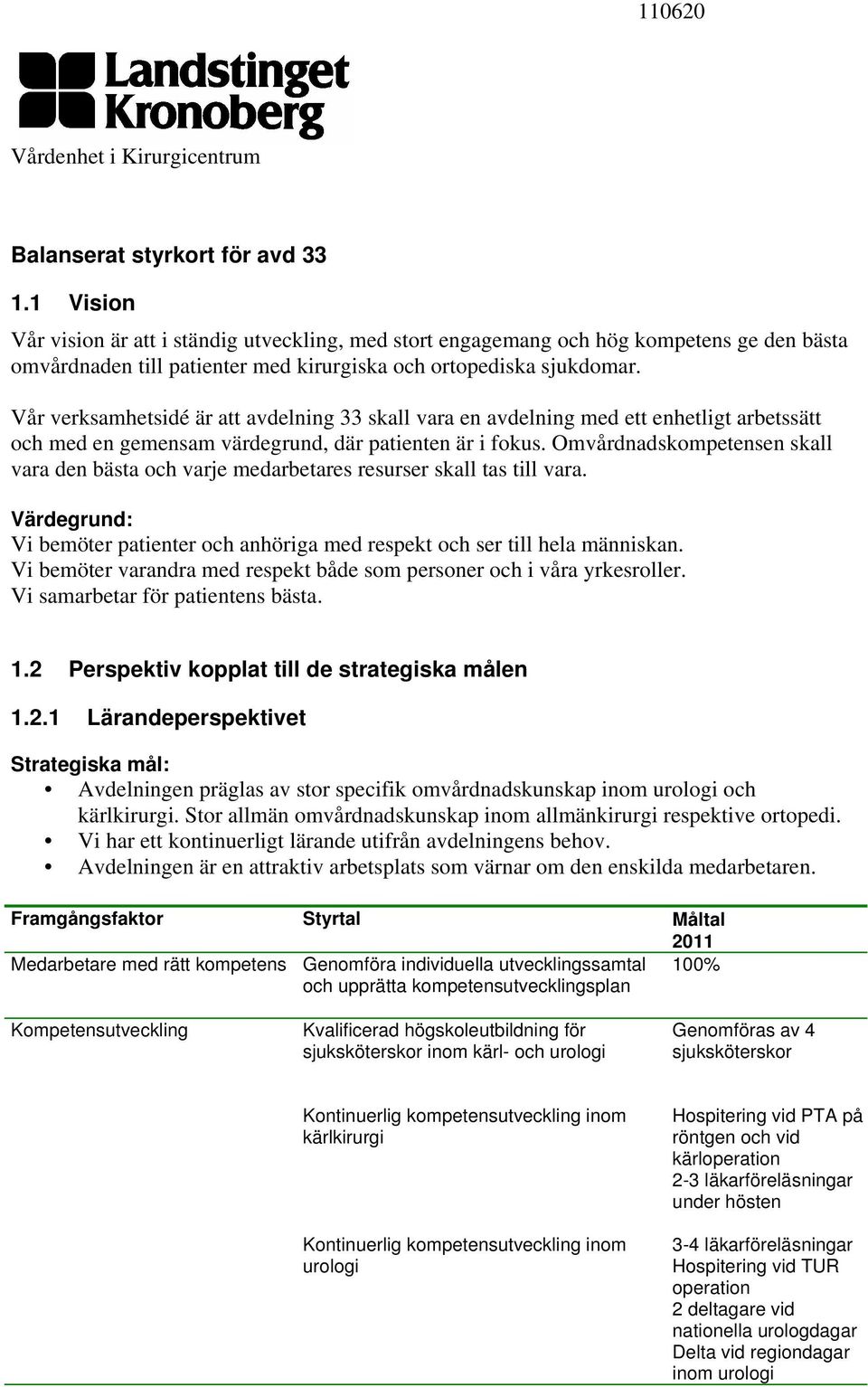 Vår verksamhetsidé är att avdelning 33 skall vara en avdelning med ett enhetligt arbetssätt och med en gemensam värdegrund, där patienten är i fokus.