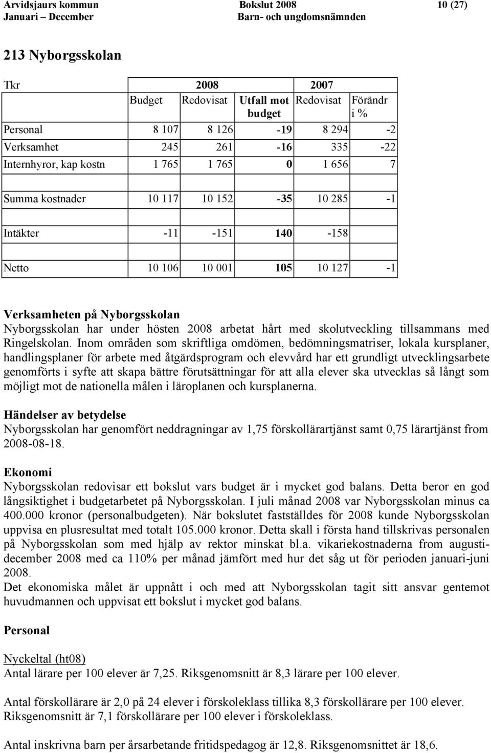 hösten 2008 arbetat hårt med skolutveckling tillsammans med Ringelskolan.