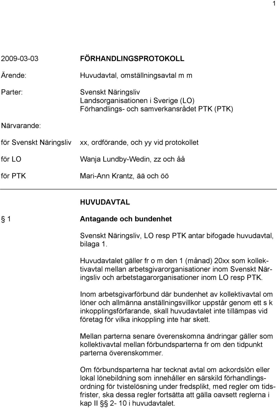 antar bifogade huvudavtal, bilaga 1.