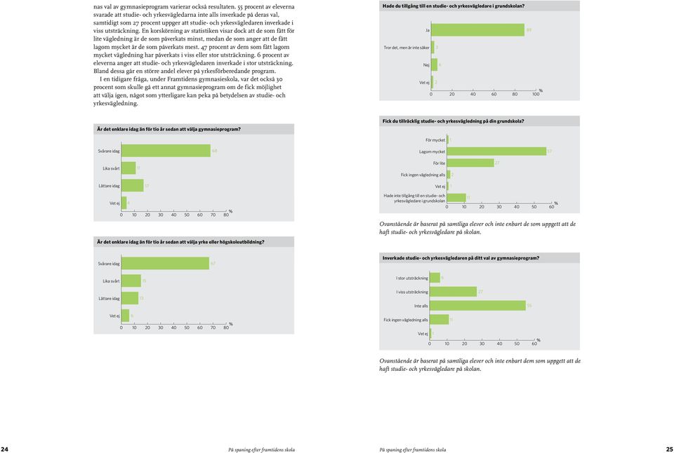 En korskörning av statistiken visar dock att de som fått för lite vägledning är de som påverkats minst, medan de som anger att de fått lagom mycket är de som påverkats mest.