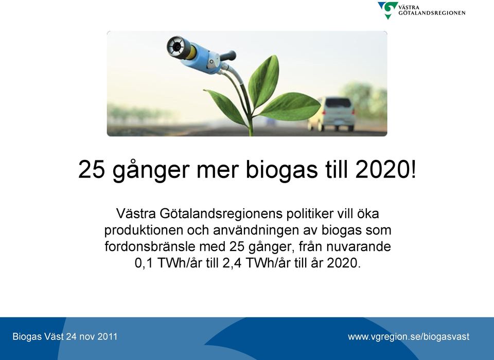 och användningen av biogas som fordonsbränsle med 25