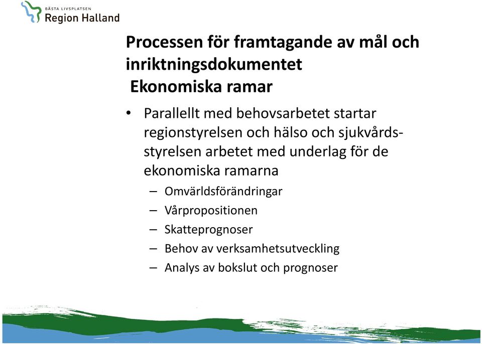 sjukvårdsstyrelsen arbetet med underlag för de ekonomiska ramarna