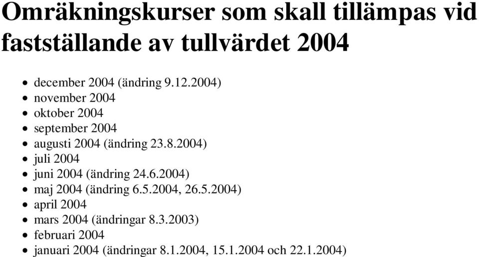 2004) juli 2004 juni 2004 (ändring 24.6.2004) maj 2004 (ändring 6.5.