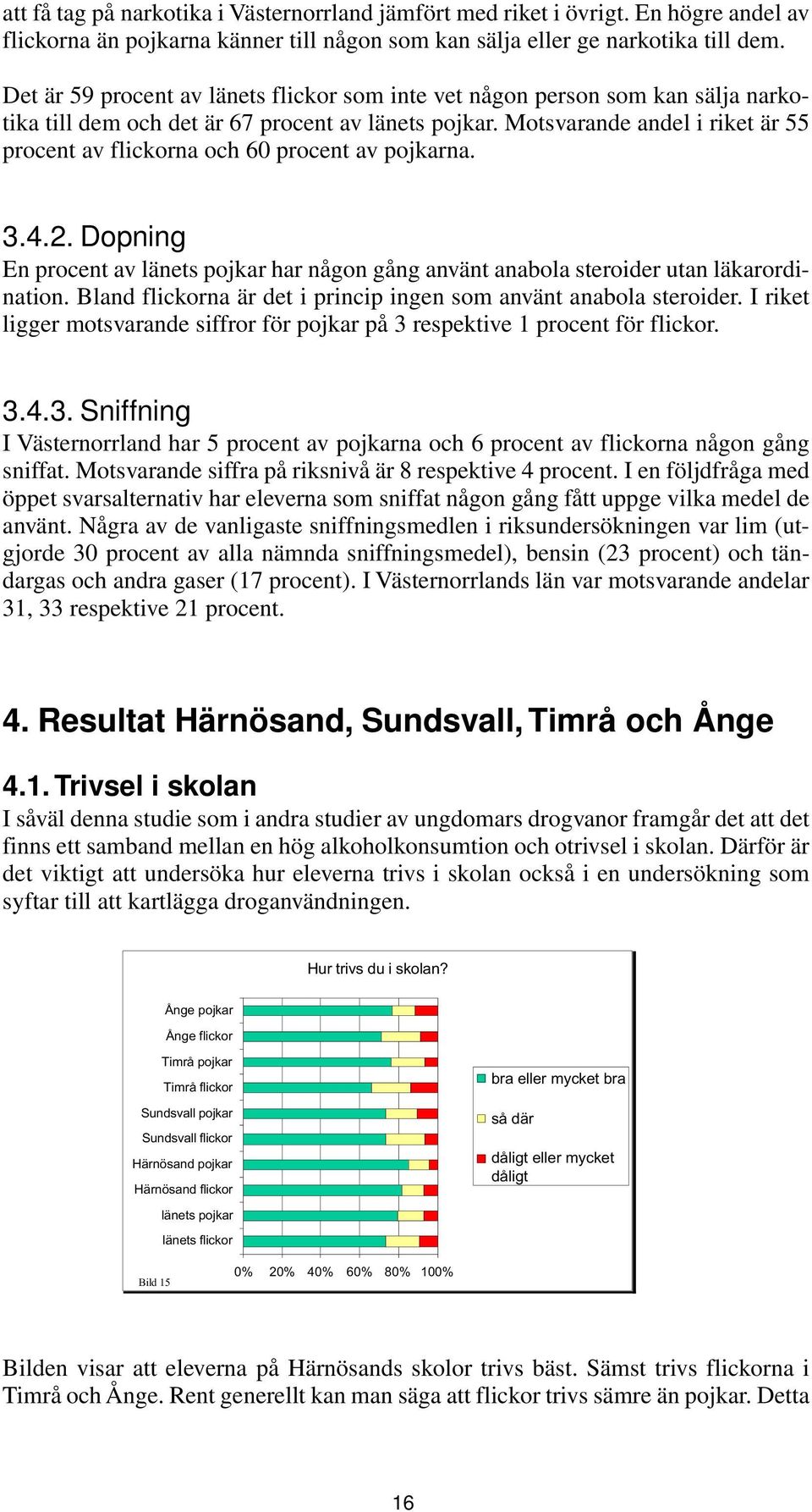 Motsvarande andel i riket är 55 procent av flickorna och procent av pojkarna. 3.4.2. Dopning En procent av länets pojkar har någon gång använt anabola steroider utan läkarordination.