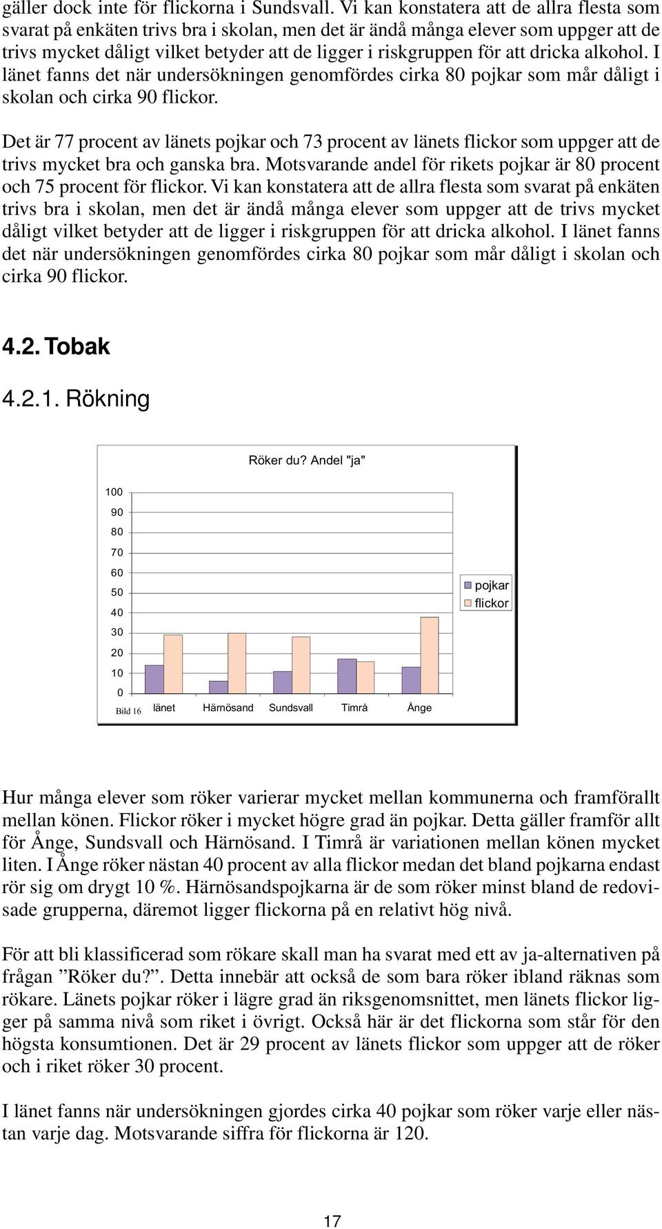 dricka alkohol. I länet fanns det när undersökningen genomfördes cirka 8 pojkar som mår dåligt i skolan och cirka 9 flickor.